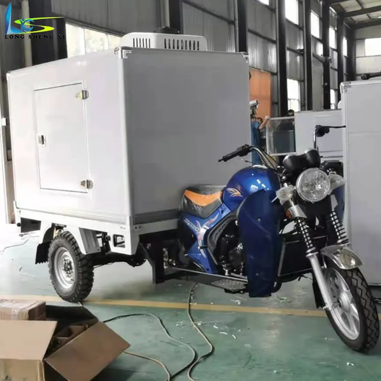 Triciclo de carga a gasolina para motocicletas de três rodas com sistema de refrigeração, novo design de vendas diretas da fábrica