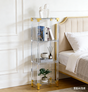 Étagère de présentation moderne contemporaine en acrylique de luxe avec verre trempé <span class=keywords><strong>pour</strong></span> <span class=keywords><strong>la</strong></span> maison, l'appartement, le salon, l'hôtel - Product Image 2