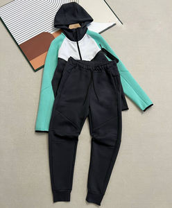 إصدار جديد 2026 بدلة رياضية رجالية عالية الجودة من القطن التقني، ماركة أزياء، طقم من قطعتين، سترة وبنطلون رياضي بتصميم مرقع - Product Image 5