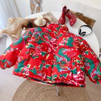 Traditionelle chinesische Pufferjacke mit floralem Druck im nordöstlichen Stil für Damen und Herren, warmer Wintermantel, Ethno-Stil, Vintage-Streetwear