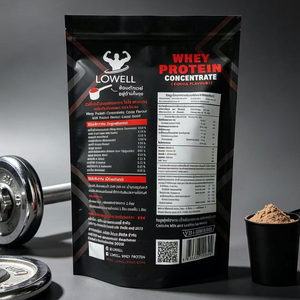 Custom Printed Black Aluminum Foil Stand Up Zipper Pouch for 500g 1000g Whey <b>Protein</b> Powder Supplement - Product Image 3