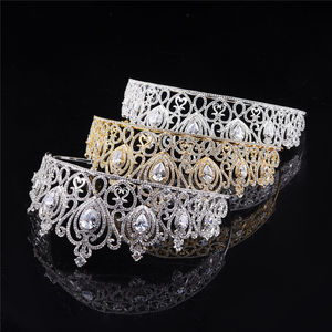 النساء الزفاف إكليل تاجي الزفاف الاكسسوارات الذهب مطلي تاج فخم - Product Image 1