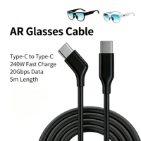 Câble coaxial fin USB-C vers USB-C pour lunettes AR, 4K 60Hz, PD 1.4, connecteur coudé à 120 degrés, câble de charge rapide