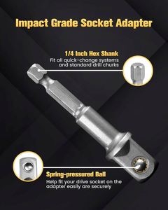 Promotions <b>Key</b> Type Drill Chunk 3Pcs Set Socket Adapter 1/4 Hex Shank to 1/4 3/81/2 <b>Square</b> Head Drill Bit Driver - Product Image 3