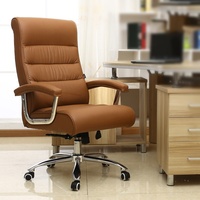 Chaise de bureau exécutive ML moderne pour la maison, inclinable manuellement, pivotante, réglable en hauteur, base en acier inoxydable, dossier croisé, modèle Boss