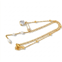 Colliers tendance plaqués or 18 carats avec pendentif trombone, colliers à pampilles en perles d'eau douce, colliers en zircon, cadeau pour femme, bijoux de luxe