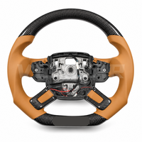 Volant de direction VLMCAR personnalisé en fibre de carbone tissée brillante à fond plat avec cuir marron cognac pour Range Rover IV L405