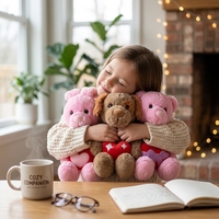 Ensemble de jouets en peluche personnalisés en forme de cœur de la Saint-Valentin, ours en peluche, chien, lapin, cœur rouge, coton PP, OEM, vente en gros, cadeau pour enfants, petite amie