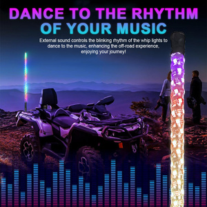 Sản phẩm nhà sản xuất RGB Giấc Mơ đuổi theo màu sắc ứng dụng điều khiển từ xa 2/3/4/5ft Led Roi ánh sáng roi cờ cho ATV UTV rzr - Product Image 5