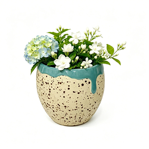 <span class=keywords><strong>Pot</strong></span> de fleurs en céramique moucheté en forme d'œuf avec glaçure turquoise effet goutte d'eau, collection 2026, idéal pour l'intérieur, la décoration de la maison et les arrangements floraux - Product Image 4