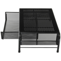 2 écrans moniteur d'ordinateur portable, étagère de rehaussement pour ordinateur, support de rangement et de triage de papeterie de bureau, avec tiroir en maille