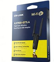 Adaptateur USB sans fil double bande Wi-Fi 6 + BT5.4 LB-LINK AX900, antenne à gain élevé, pilote gratuit pour ordinateur de bureau et portable