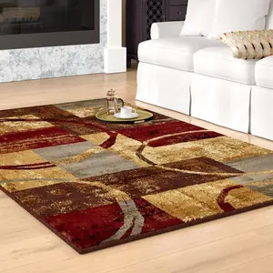 Tapis de surface imprimé personnalisé, fait à la main, Design moderne jidan, accessoire brun/gris abstrait, vente en gros