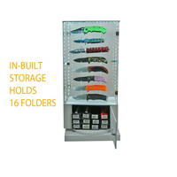 Custom Make Retail Store Tischplatte Rotierende klare Messer Acryl Vitrine mit LED-Leuchten
