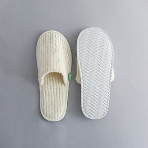 Haute qualité hôtel hôpital Spa confortable chaud corail polaire rayure hommes femmes pantoufles jetables - Product Image 3
