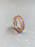 Aipureer Bague empilable personnalisée en argent sterling 925 plaqué or avec pierre précieuse rose naturelle pour femmes et hommes OEM/ODM Bijoux fins vintage
