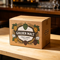 Boîte de luxe en carton ondulé biodégradable pour bouteille de bière, vin ou lager artisanal, avec dorure à chaud or, production 72H