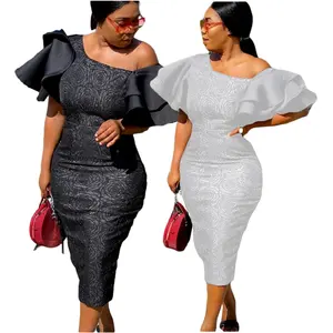 Vestidos africanos de cintura alta, d161 2021 novo design fora do ombro vestido de festa banquete vestidos africanos