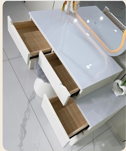 Simple Makeup <b>Vanity</b> <b>Table</b> LED Lighted Mirror Drawer Storage Dressing <b>Table</b> For Bedroom - Product Image 5