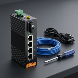 Convertidor de Medios Industrial SH LINK 1 SFP 4 RJ45 10/100Mbps Full-Duplex, 20KM, Fibra Única SC, Capacidad de Switch de 1Gbps para Minería - Product Image 3