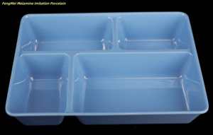 Thiết kế hiện đại tùy chỉnh màu sắc melamine bốn lưới trắng Bento Box với nắp bắt chước gốm chấp nhận decal cho bữa ăn tối hoặc salad - Product Image 5