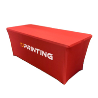 Housse de table extensible personnalisée avec logo imprimé, pliable, infroissable et lavable, pour publicité textile