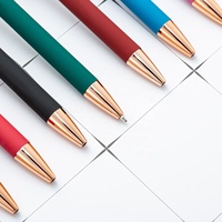 Nouveauté : Stylo à bille en métal rose doré, toucher doux, 1,0 mm, respectueux de l'environnement, pour écrans tactiles, avec finitions rose doré