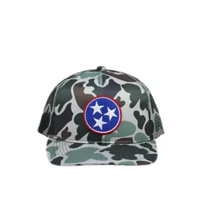 Wholesale mesh camo hat embroidery trucker hat hard structured front hats