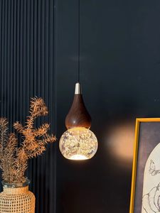 Luminaire suspendu créatif en forme de gourde dorée pour entrée, petit lustre réglable pour fond de grille, chambre à coucher, chevet - Product Image 1