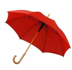 Лучший поставщик зонтов оптом J деревянная ручка прямые палочки деревянный зонт для дождя на заказ guarda chuva с логотипом