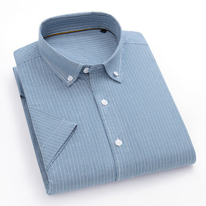 <span class=keywords><strong>Camisas</strong></span> <span class=keywords><strong>de</strong></span> Manga Corta a Rayas <span class=keywords><strong>de</strong></span> Algodón Puro Sin Almidón para Hombre al por Mayor para Primavera y Verano, Casuales <span class=keywords><strong>de</strong></span> Negocios y Transpirables - Product Image 5