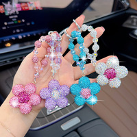 Gantungan Kunci Tas Berhias Kristal Bunga Rhinestone Fashion