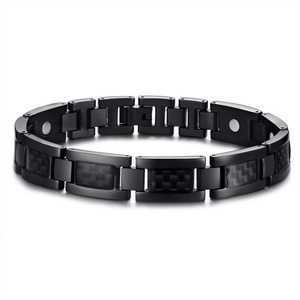 Bracelet magnétique de thérapie en fibre de carbone et acier inoxydable pour hommes, vente en gros - Product Image 3