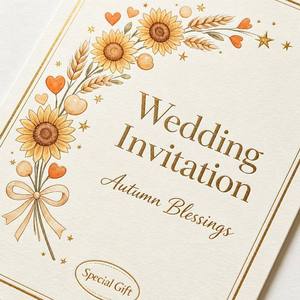 Enveloppe personnalisée pour invitation <span class=keywords><strong>de</strong></span> mariage, bordure dorée, motif tournesol et <span class=keywords><strong>blé</strong></span>, aquarelle, bénédicteuses bénédictions d'automne, étiquette cadeau, couleur beige - Product Image 4
