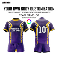 Maillot de rugby personnalisé avec logo imprimé par transfert thermique en nylon/cachemire, 100 % polyester, séchage rapide, uniforme anti-UV, évacuation de l'humidité
