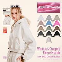 Sweat-shirt à capuche court pour femme, doublé polaire, coupe ample, en mélange de coton, avec option de broderie et impression en relief personnalisée