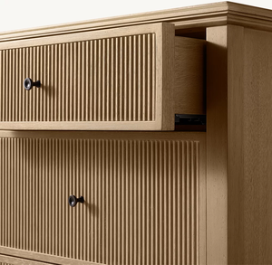 <span class=keywords><strong>Cassettiera</strong></span> a 6 cassetti in legno massello di rovere naturale, stile American Farmhouse, con frontale scanalato e scanalature, per camera da letto, mobile contenitore resistente - Product Image 3