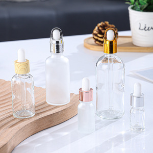 Botellas cuentagotas de vidrio transparente, 15ml, 20ml, 30ml, vacías y esmeriladas para aceites esenciales, contenedores de muestra para suero para el cuidado de la piel - Product Image 1