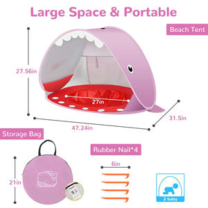 <span class=keywords><strong>Tente</strong></span> de plage pop-up instantanée personnalisée avec piscine, abri pare-soleil ultra-léger pliable, <span class=keywords><strong>tente</strong></span> de plage pour bébé, pique-nique, <span class=keywords><strong>tente</strong></span> de jeu intérieure - Product Image 2