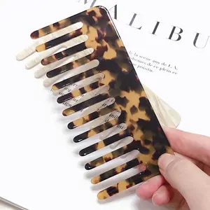 BSCI Audited Factory Wholesale Custom Logo 4 Mm Korean Women Girls Wide Tooth Hair Eco Cellulose Acetate Hair Comb