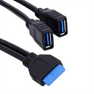 Nouveau câble d'extension USB 3.0 à 2 ports, adaptateur 20 broches, connecteur femelle pour carte mère, charge rapide 3A, tressé TPE - Product Image 1