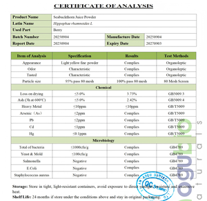 Freeze Dried Organic Seabuckthorn Juice <strong>Powder</strong> for Beverages and Health Foods - Product Image 5