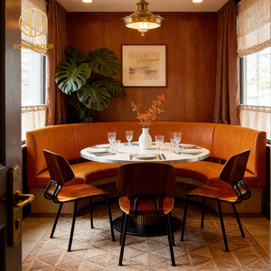 Conjunto de Muebles Modernos para Hotel, Sillas de Cuero en Forma de Media Luna, Mesa Redonda de Mármol para Cafetería o Restaurante - Product Image 1