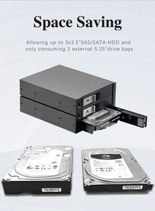 带冷却风扇的非estech <span class=keywords><strong>3</strong></span>托架热插拔存储<span class=keywords><strong>3</strong></span>.5英寸硬盘笼SAS SATA <span class=keywords><strong>2</strong></span>光驱机箱 - Product Image 2