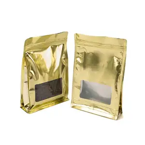 高品质金金属化阻隔塑料拉链热封底架透明窗食品糖果咖啡坚果包装袋