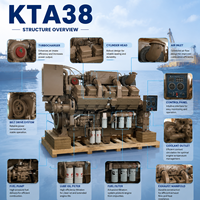 Moteur diesel marin Cummi KTA38 de 800 à 1200 ch, 4 temps, 12 cylindres, moteur de bateau électrique inboard, pour bateaux de pêche et de remorquage.