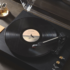 Tourne-disque vintage en bois avec haut-parleurs de sortie BT sans fil et communication AUX avec <span class=keywords><strong>meuble</strong></span> pour platines en <span class=keywords><strong>vinyle</strong></span> - Product Image 3