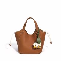 Tas Tangan Wanita Kulit Asli Baru 2026 Kasual Modis Sederhana Tahan Air Portabel Selempang Bahu Motif Kulit Leci