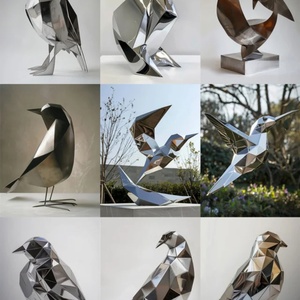 ประติมากรรมนกทรงเรขาคณิตสแตนเลสสมัยใหม่ ศิลปะร่วมสมัยสำหรับตกแต่งบ้าน สวน และผนัง ออกแบบได้ตามต้องการ - Product Image 6