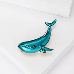 Pin de la Serie de Animales Simple, Lindo Pin de Aleación con Diseño de Goteo de Aceite, Delfín, Flor en el Pecho, Accesorio Exquisito para Ropa de Hombre y Mujer, Joyería - Product Image 3